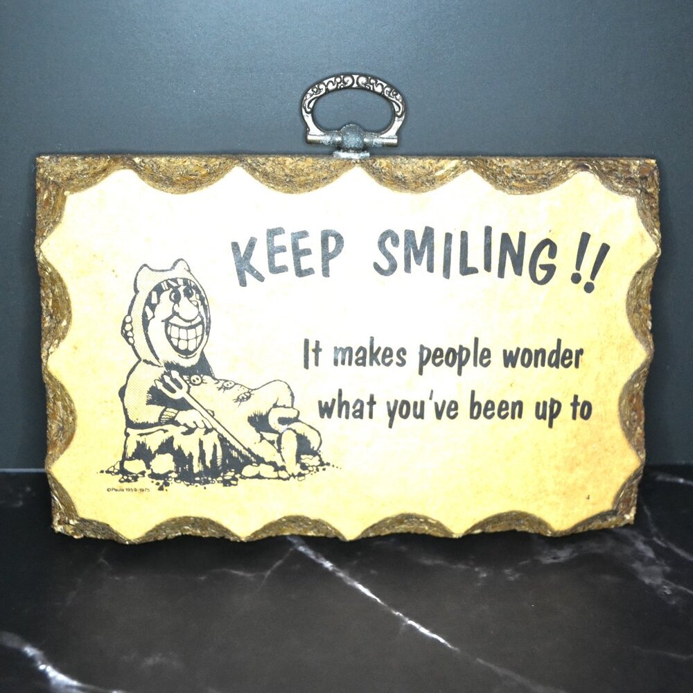 Vintage Paula's Wooden Mottos Novelty Sign Devil Costume Humorous Home Decor